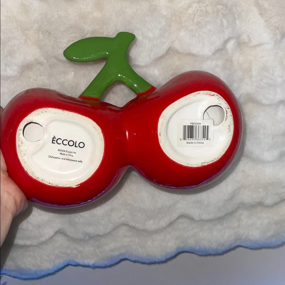 Red Cherry Shaped Ceramic Bowl pet feeder